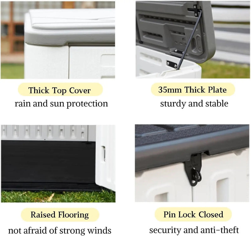 ZZM Large 67 Cu.ft Waterproof Storage Shed, Outdoor Storage Cabinet，Durable Resin Storage for Patio Furniture, Garden Tools, Pool Accessories, Mower Storage (White) by GreenHaven Gardens