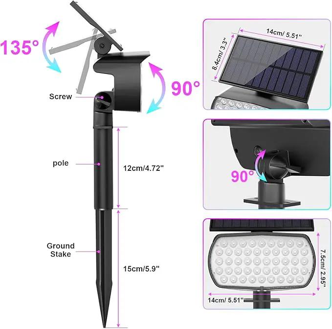 Solar Color Changing Spot Lights Outdoor, Solar Christmas Lights Outdoor IP65 Waterproof, Multicolor Solar Landscape Spotlights, Large Solar Panel Solar Powered Yard Garden Pathway Light 2 Pack by GreenHaven Gardens