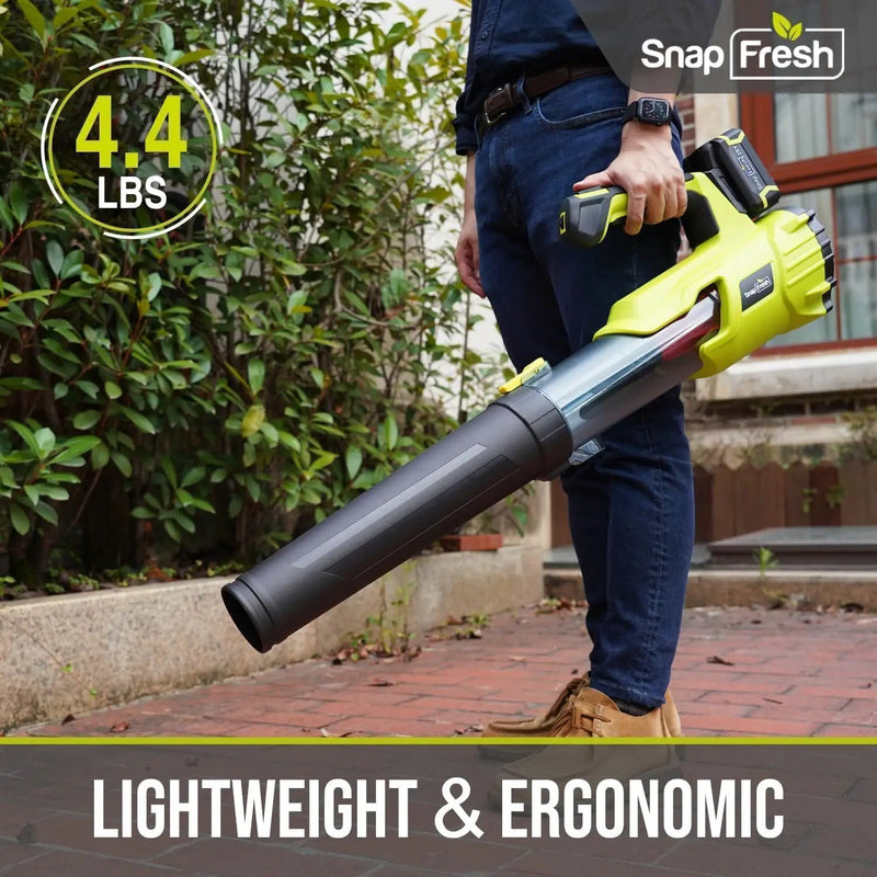 SnapFresh Cordless Leaf Blower - 550CFM Electric Leaf Blower Cordless with 4.0 Ah Battery and Fast Charger - 20V Lightweight Leaf Blower for Yard and Garden, Battery Operated Blower for Lawn Care by GreenHaven Gardens