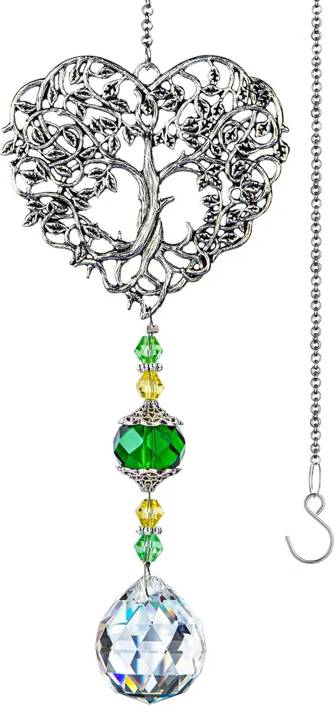 H&D HYALINE & DORA Tree of Life Crystal Suncatchers Crystal Drop Prism Rainbow Maker Hanging for Home Garden Decoration, Heart Shaped by GreenHaven Gardens