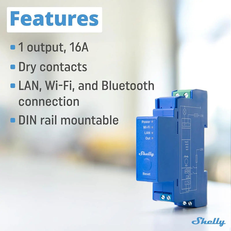 Shelly Pro 1 | Wi-Fi & LAN, 1-Channel Smart Relay Switch | Home Automation | Bluetooth Gateway | Compatible with Alexa & Google Home | No Hub Required | Remote Control | Timer Schedule | Dry Contacts by GreenHaven Gardens