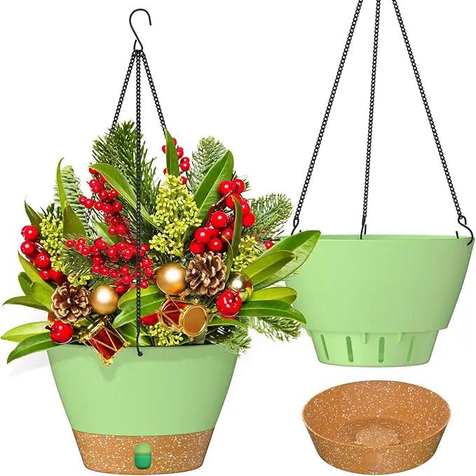 ZMTECH Hanging Planters for Indoor Plants Set of 2 Self Watering Hanging Pots Hanging Baskets Hanging Flower Pots for Outdoor Hanging Plants(8 Inch, Green) by GreenHaven Gardens