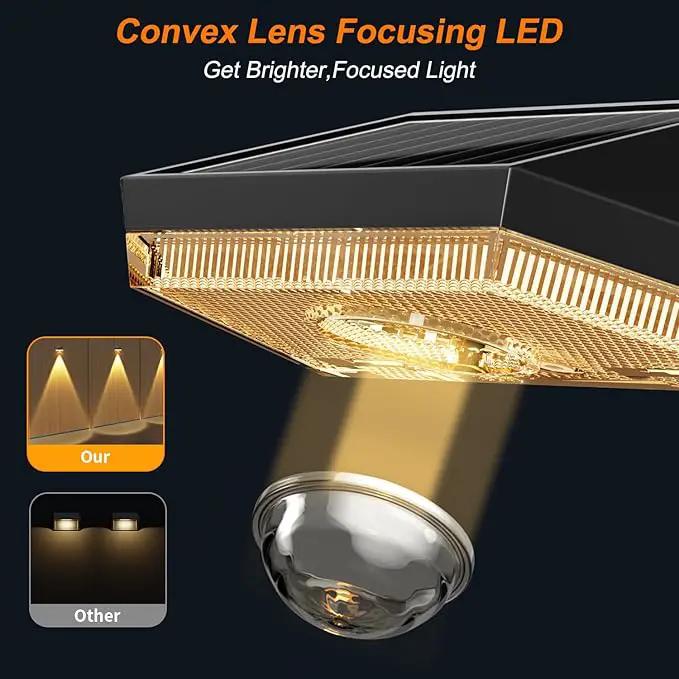 Ellasay Solar Powered Lights for Fence: 10 Lighting Modes with RGB - Waterproof IP65 - Bright Lens LED for Outdoor Wall Garden Deck Patio Porch Yard Pool 16 Pack