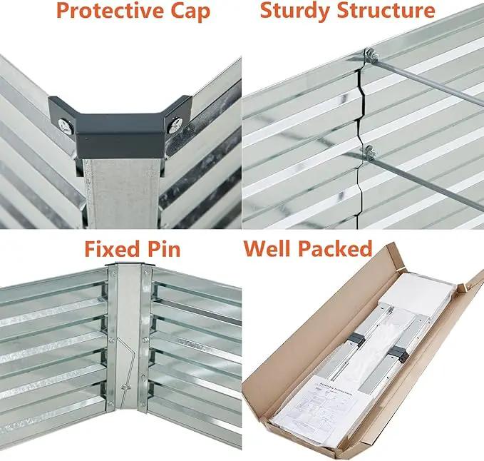 12x4x1ft(2 Pack) Galvanized Raised Garden Bed,Outdoor Planter Box Metal Patio Kit Planting Bed for Vegetables Flowers and Succulents,Silver by GreenHaven Gardens
