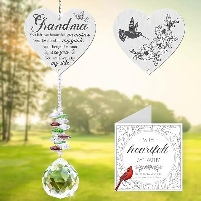 Grandma in Heaven Memorial Crystal Suncatcher Gifts,Sympathy Gifts for Loss of Grandma,Hanging Crystals Ornament for Window Rainbow Maker Prisms Home Decor Gift by GreenHaven Gardens
