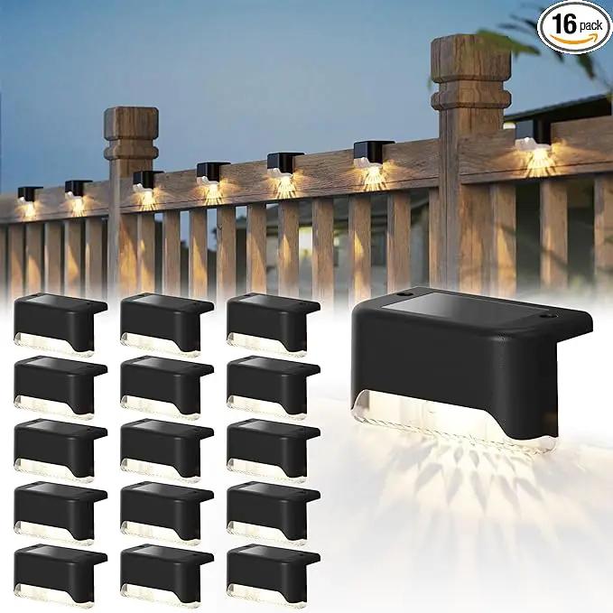 pearlstar 16 Pack Solar Step Deck Fence Lights, Solar Step Lights Outdoor Waterproof Led Solar Fence Lamp for Patio, Stairs,Garden Pathway, Step and Fences(Black) by GreenHaven Gardens