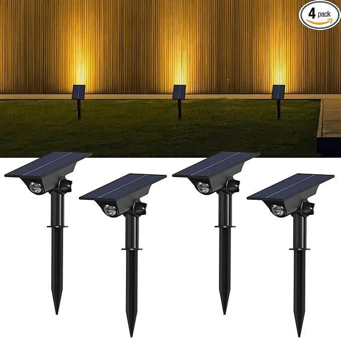 4 Pack Solar Power Spot Lights Outdoor Waterproof LED Dusk to Dawn Landscape Spotlight for Outside Yard, Tree, Flag, Plants, Fountain, Statues, 2 Modes, 18 Hours Accent Ambient Lighting (Warm Light) by GreenHaven Gardens