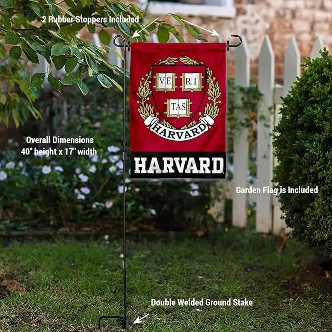 College Flags & Banners Co. Crimson Coat of Arms Garden Flag with Stand Holder by GreenHaven Gardens