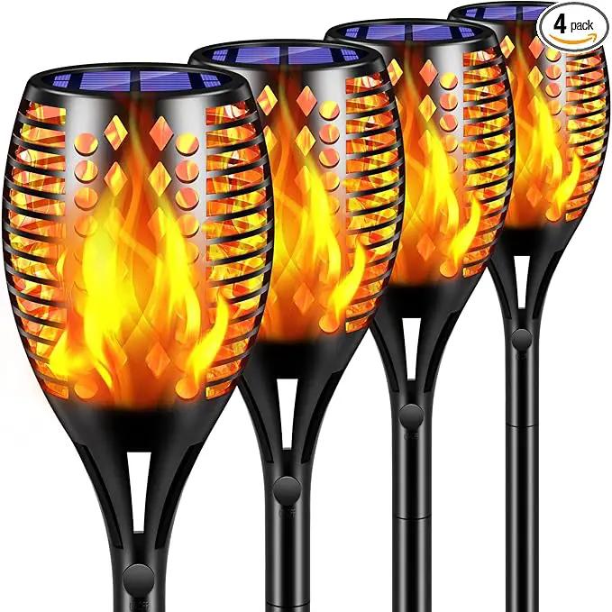 TomCare Solar Lights Upgraded, 43" Waterproof Flickering Flames 96 LED Torches Lights Outdoor Solar Landscape Decoration Lighting Dusk to Dawn Auto On/Off Pathway Lights for Garden Patio Driveway (4) by GreenHaven Gardens