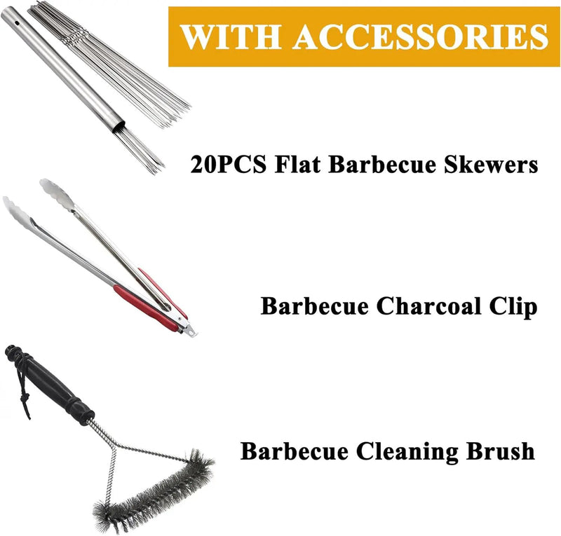 Charcoal Grills Commercial Quality Portable Multiple Size Hibachi BBQ Lamb Skewer Folded Camping Barbecue Grill(39.4x7.1x5.1 inch With Accessories) by GreenHaven Gardens
