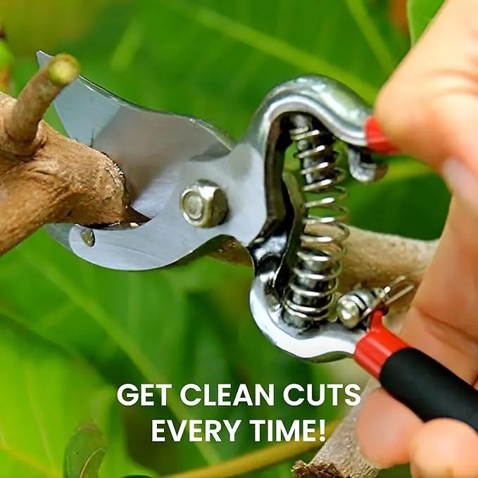 GARDEN GURU Classic Bypass Pruning Shears Clippers – Heavy Duty Forged Steel Garden Pruners – Safety Lock – Non Slip Comfort Grips – Cuts up to 1” Diameter – Professional Bypass Pruners for Gardening by GreenHaven Gardens