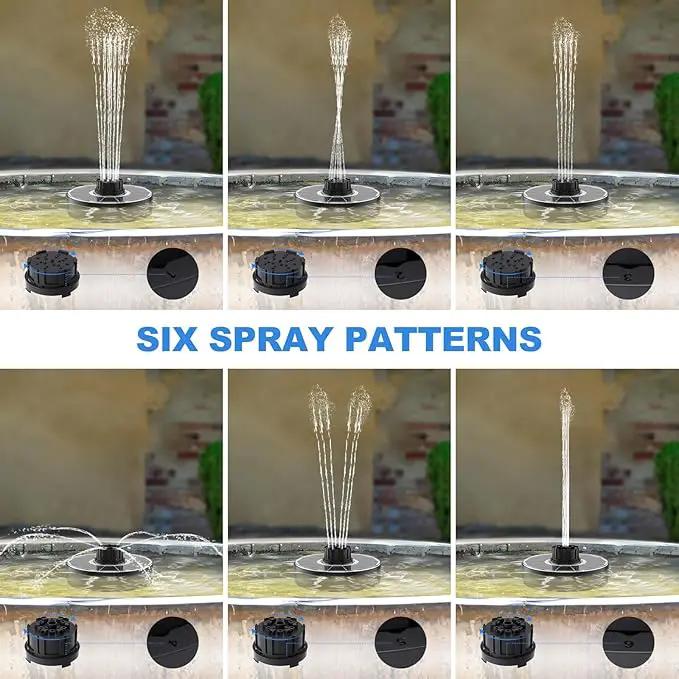 Solar Fountain Pump, Upgrade 1.8W Solar Fountain for Bird Bath with 6 Spray Patterns, Floating Solar Powered Water Fountain Pump for Bird Bath, Garden, Pond, Pool, Outdoor by GreenHaven Gardens