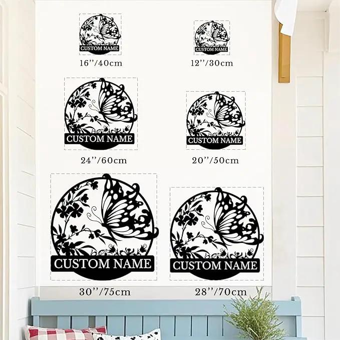 Custom Butterfly Metal Sign,Personalized Butterfly House Number Signs,Personalized Gardener Name Sign,Garden Patio Wall Decor (Style-3) by GreenHaven Gardens