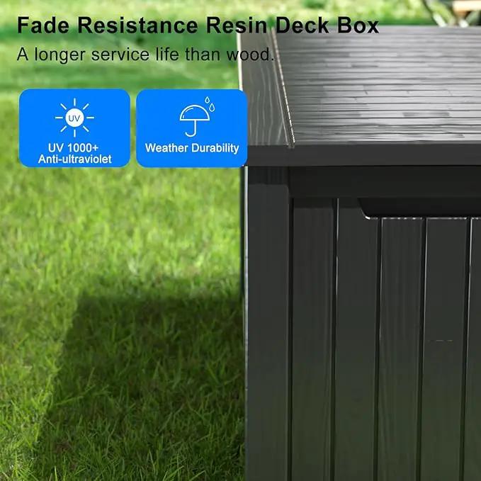 150 Gallon Resin Outdoor Deck Box Waterproof Patio Furniture, Garden Tools, Cushions, Pool Accessories Outside Storage (Black, 150 Gallon) by GreenHaven Gardens