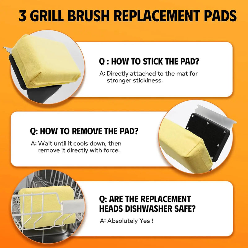 MEKER 3 PCS Grill Replacement Head, Yellow (NO Grill Brush) by GreenHaven Gardens