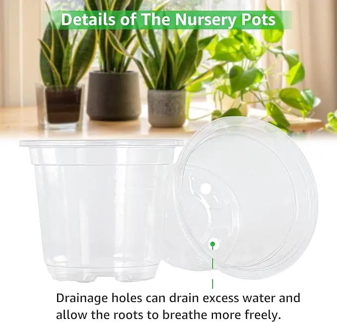 Bonviee 36 Packs 3.5/4/5 Inch Clear Nursery Pots, Transparent Plastic Planter with Drainage Holes, Seed Starting Pot Flower Plant Container -Clear by GreenHaven Gardens