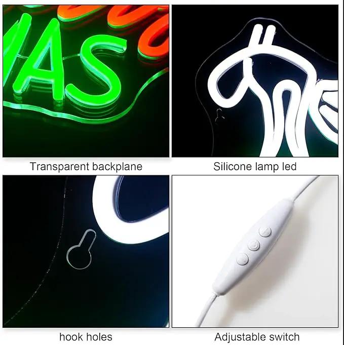 WLHOPE Merry Christmas Neon Sign, Green Red Christmas Neon Signs for Wall Decor, Merry Christmas Led Signs for Christmas Party Backdrop Bedroom Window Bar Club Shop, Christmas Gift Decoration by GreenHaven Gardens