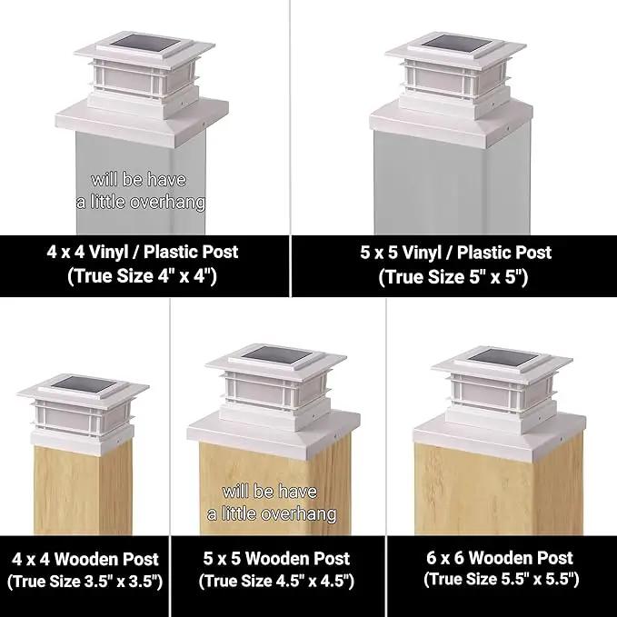 Dynaming 6 Pack Solar Post Lights Outdoor, Solar Powered White Shell Fence Post Cap Lights, High Brightness Warm White LED Lighting for Garden Deck Patio, Fit 4x4, 5x5 or 6x6 Vinyl/Wooden Posts by GreenHaven Gardens