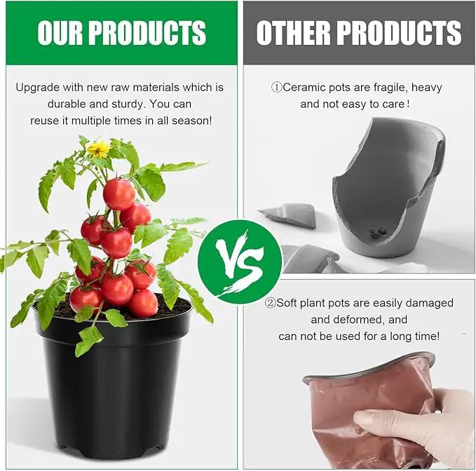 40 Pack 4 Inch Plant Nursery Pots with Mesh Pad, Sturdy Plastic Flower Planter Pots with Drainage Holes, Seed Starter Pots for Planting Seedings Cuttings Succulents Indoor Ourdoor, Black by GreenHaven Gardens