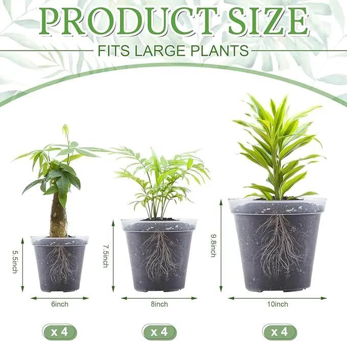 Vesici Large Size Clear Nursery Pots Variety Pack Plant Pots with Drainage Holes Planters for Indoor Plants Flexible Transparent Plastic Plant Bottle Succulents(12 Pcs,6/8/10 Inch) by GreenHaven Gardens