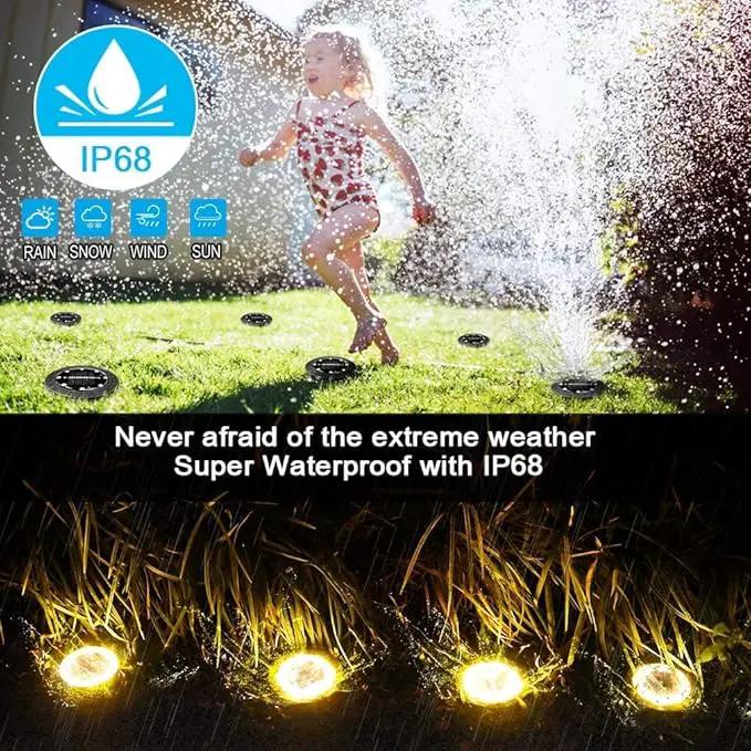 Solar Powered Ground Lights 2Pack,Waterproof LED Solar Lights Outdoor Solar Disk Lights Decorative,Solar Garden Lights for Landscape Pathway Patio Yard Walkway Path Lawn Driveway (Warm White) by GreenHaven Gardens
