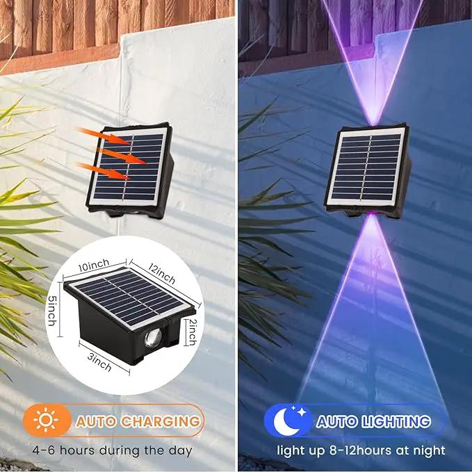 Solar Powered Outdoor LED Lights, Waterproof Wall Sconces, 2 LEDs Fence Lights, Up & Down Lighting for Backyard, Deck, Patio, Porch, Balcony, Garden (2 Pack) by GreenHaven Gardens