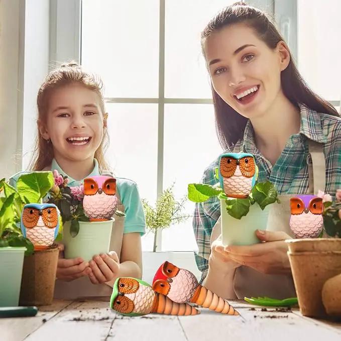 Hunthawk Plant Watering Stakes Owl, Self Watering Spikes Automatic Terracotta Spiral Devices with Irrigation Watering System for Outdoor Indoor Plants 6 Pcs by GreenHaven Gardens