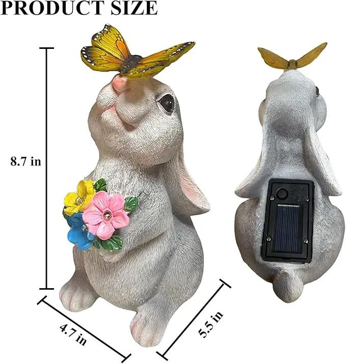 YODY Solar Garden Statues Outdoor Decor- Yard Decorations for Patio, Balcony, Backyard, Lawn Ornaments - Rabbit Figurines with LED Light- Unique Birthday House Warming Gifts for Women, Mom, Grandma by GreenHaven Gardens