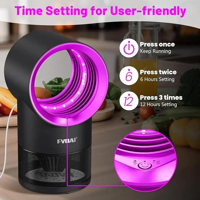 Fruit Fly Trap for Indoors, Fly Traps Indoor for Home Bug Zapper Indoor Insect Trap with Time Setting,Suction, Bug Light & 1 Pcs Sticky Glue Boards (Pink) by GreenHaven Gardens