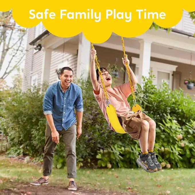 TURFEE Swing for Outdoor Swing Set - Pack of 1 Seat Replacement Kit with Heavy Duty Chains - Backyard Swingset Playground Accessories for Kids (Yellow) by GreenHaven Gardens