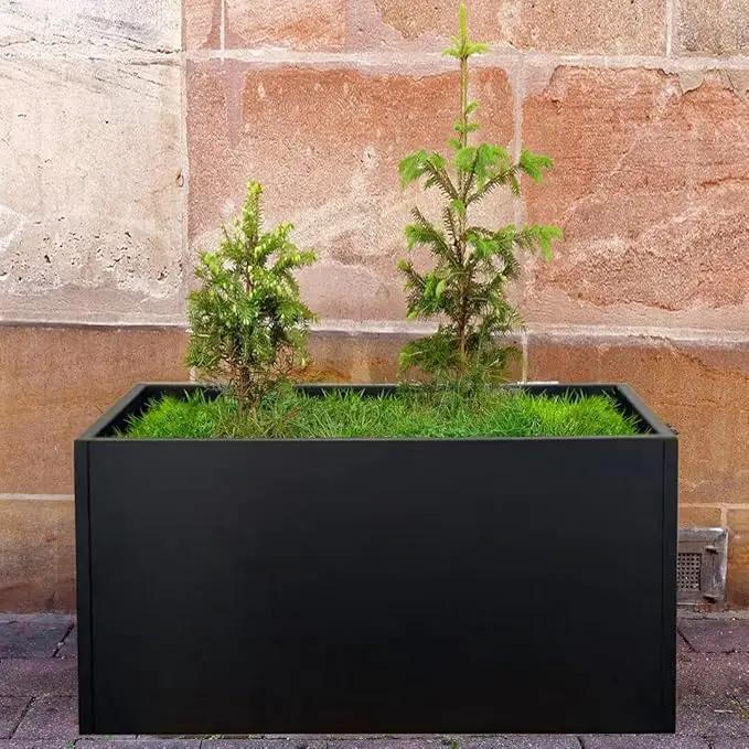 Black Planter Box Galvanized Steel Metal Planter Rectangular Indoor Large Outdoor Planters Steel Metallic Heavy Flower Pot 36In x 12In x 16In Commercial Residential for Patio, Deck, Backyard, Garden by GreenHaven Gardens
