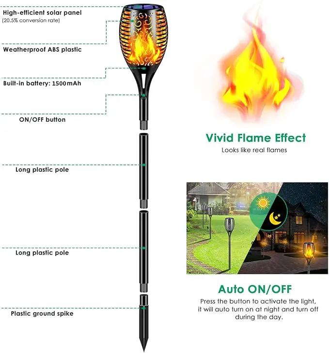 TomCare Solar Lights Outdoor 99 LED Higher & Larger Flickering Flame Solar Torch Lights 43" Waterproof Outdoor Lighting Solar Powered Pathway Lights Christmas Decorations for Garden Patio Yard, 4Pack by GreenHaven Gardens
