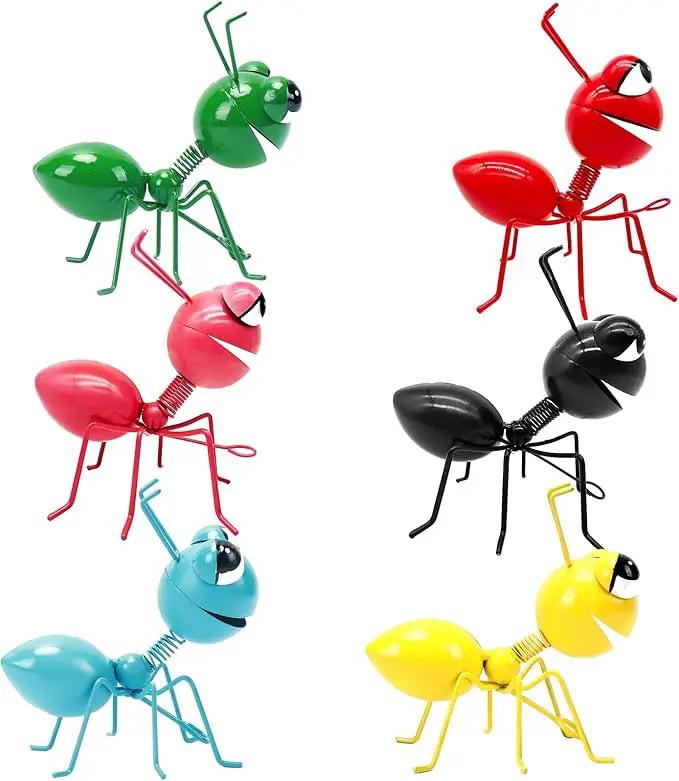 Metal Yard Art Garden Decorative Cute Ant Outdoor Wall Sculptures - Set of 6 by GreenHaven Gardens