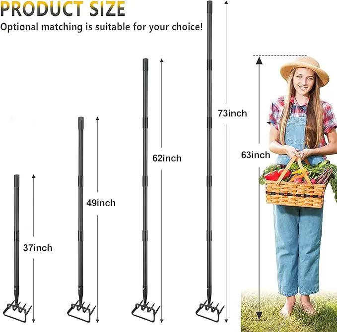 Hoe Garden Tools, 37-49 Inch Gardening Tools for Weeding, Stirrup Hoe Long Handle for Yard Weed Puller, Scuffle Hula Adjustable Weeding Loop Hoe for Lawn, Vegetable, Soil, Planting Black by GreenHaven Gardens
