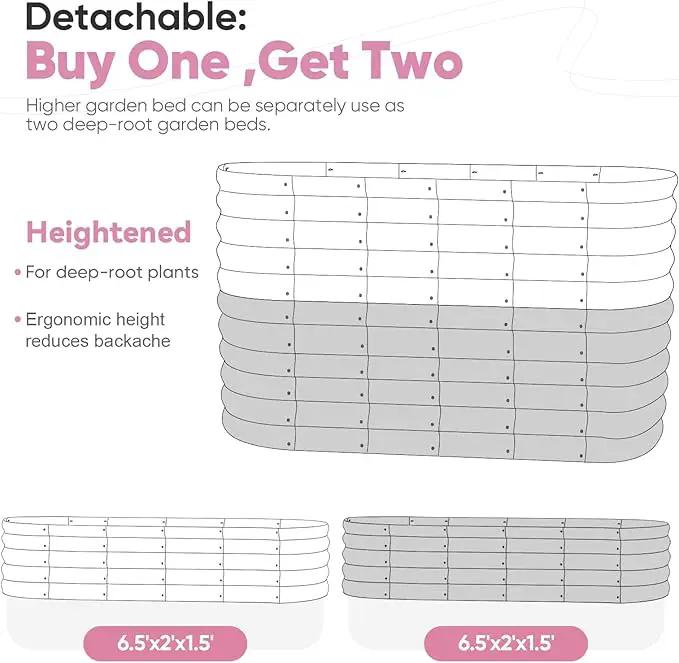 KING BIRD Raised Garden Bed 2.85 ft Tall 9 in 1 Galvanized Planter Garden Box Outdoor for Gardening, Deep Root Vegetables, Flowers 78.7X23.6X34.2 in, Pink by GreenHaven Gardens