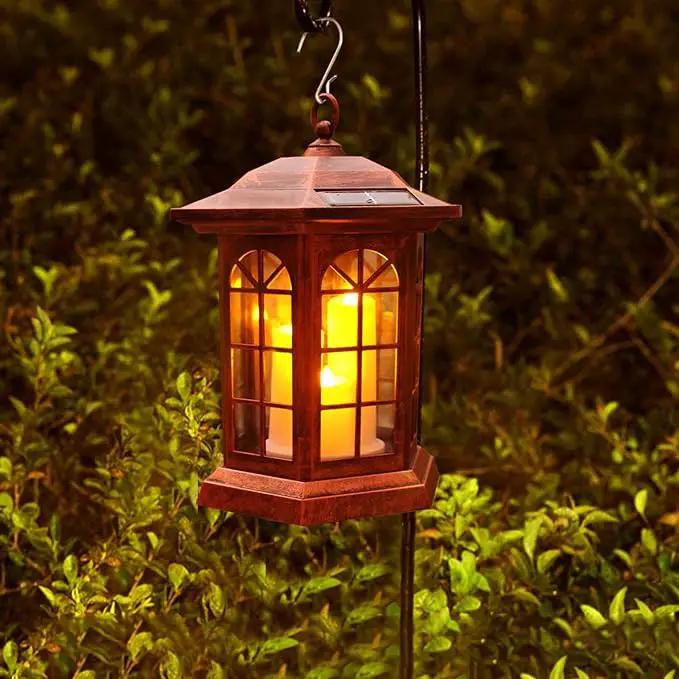 Solar Outdoor Waterproof Hanging Lantern, Yard Decorative Solar Lights PVC Upgrade 3 LED Flickering Flameless Candle Decorative Lights for Garden(Garden Candle) by GreenHaven Gardens