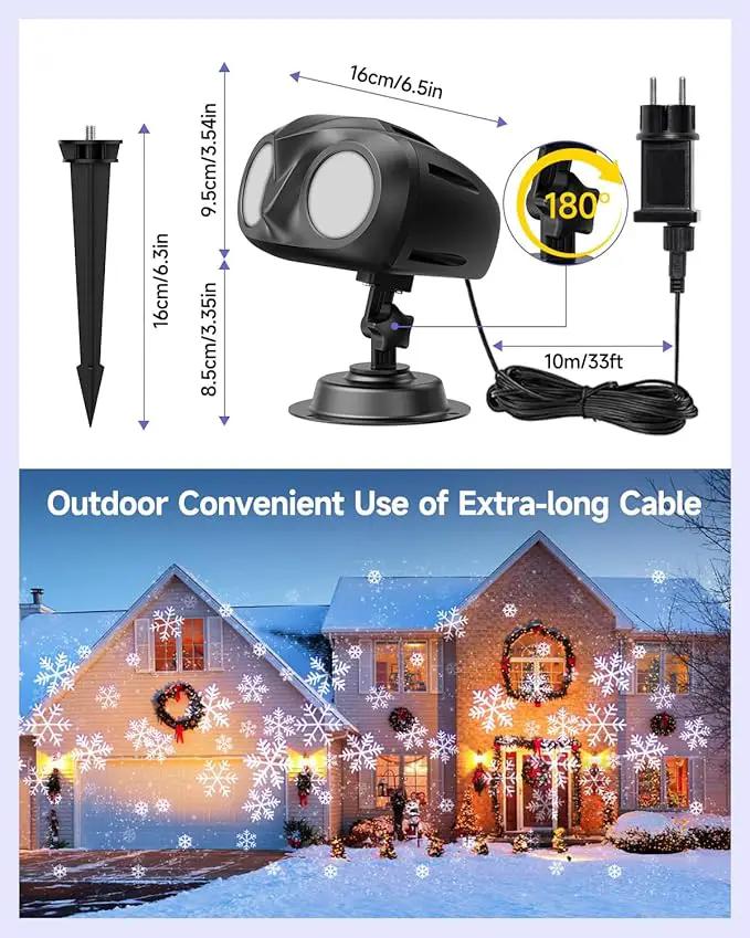 Double Head Christmas Snowflake Projector Light Outdoor, Outside Christmas Decorations Lights with Remote Control, Suitable for Indoor Garden Patio (L) by GreenHaven Gardens