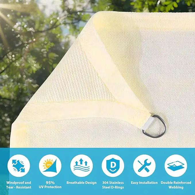 Amagenix Sun Shade Sail 9X9X12.7 Curved Edge Outdoor Shade Canopy Cream Breathable 95% UV Block Shade Cloth for Patio Garden Backyard (We Make Custom Size) by GreenHaven Gardens