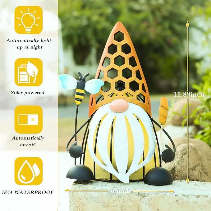 MUMTOP Solar Lights Outdoor Decorative Funny Gnome Waterproof Solar Powered LED Lights Metal Yard Art Decorations for Patio Garden Outside Lawn Backyard Balcony Decor by GreenHaven Gardens