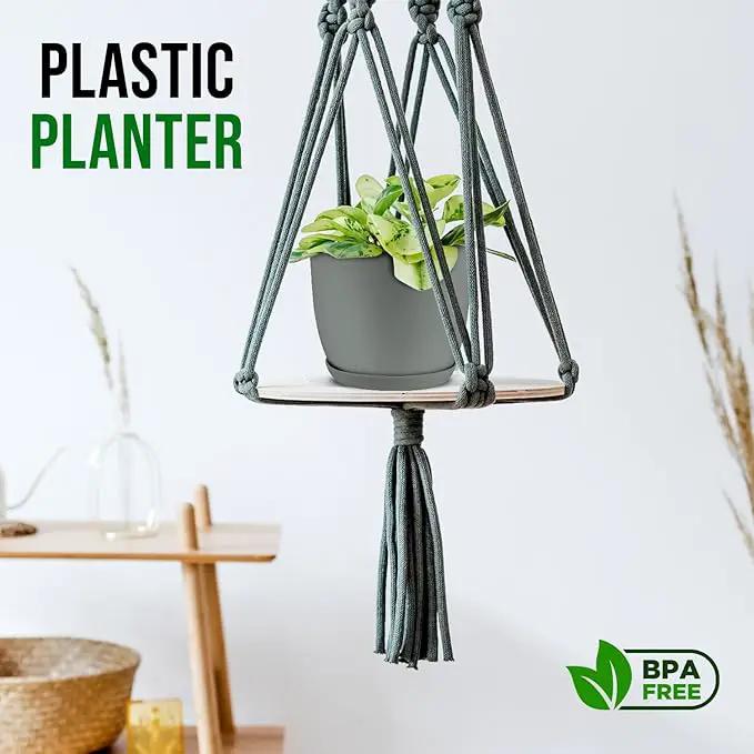 Planter Pots with Drainage Holes - Lightweight, Durable & Space-Saving Pots for Indoor and Outdoor - Versatile Functionality, Simple Modern Design, Set of 20 Plastic Planter Pots - Gray by GreenHaven Gardens