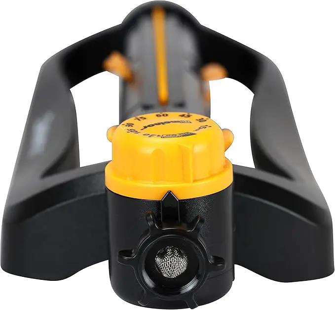 Melnor 65133AMZ XT Turbo Oscillating Sprinkler W/Timer, 4,500 sq. ft., Quick Connect Bundle, 2-Way Adjustable, Black, Yellow by GreenHaven Gardens