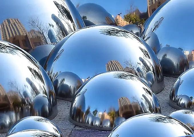 Nerien Gazing Ball, Stainless Steel Garden Mirror Globe, Polished Ornament Sphere, Hollow Floating Reflective Hemisphere, for Home Outdoor Pond Housewarming Swimming Pool Decoration, Sliver, 6Pcs Mix by GreenHaven Gardens