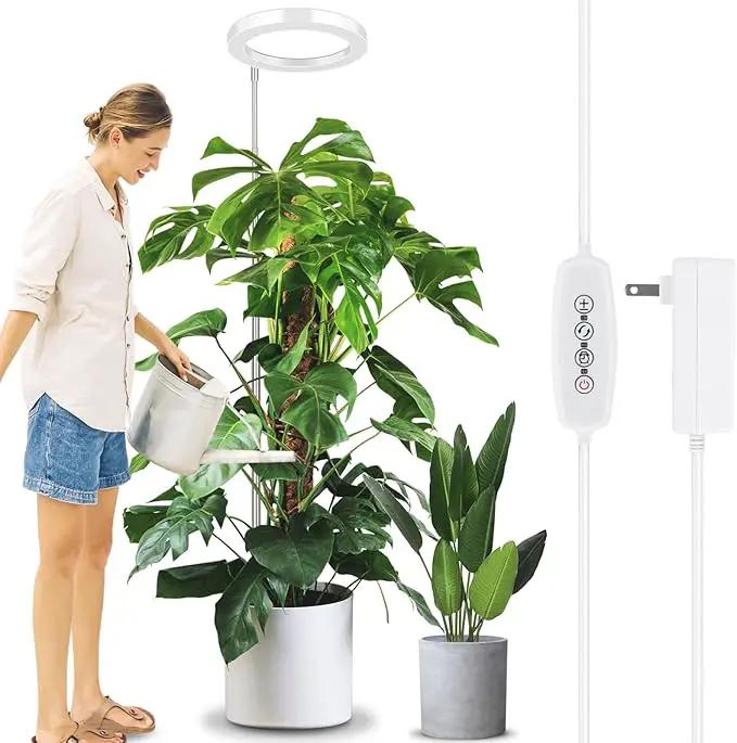 LORDEM 10" Grow Light for Indoor Plants, Full Spectrum Plant Lamp with160 LEDs, 4H/8H/12H Timer, 10 Dimmable Levels, 3 Spectrum Modes, Height Adjustable 61", Ideal for Growing Large Tall Plants by GreenHaven Gardens
