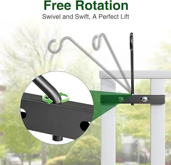 12-Inch 2 Pack Deck Bird Feeder Hanger for Railing, Outdoor Decor Plant Hanger, Swivel Balcony Railing Hook - 22LB Capacity - for Hanging Plants, Bird Feeders, Lanterns, Wind Chimes by GreenHaven Gardens