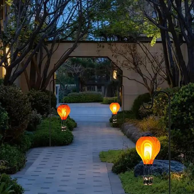 2PCS Solar Hot Air Balloon Lantern with Flame Flickering Light Tie-Dye Glass Hot Air Balloon Solar Lanterns Outdoor Waterproof Hanging Garden Light for Patio Porch Yard Decor,Gift for Women by GreenHaven Gardens