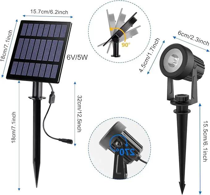 Solar Spot Lights Outdoor, Solar Landscape Spotlights IP65 Waterproof 9.8ft Cable, Dusk to Dawn Solar Uplights for Tree Garden Yard Driveway Porch Walkway Pool (6-in-1, 6000K Cold White) by GreenHaven Gardens