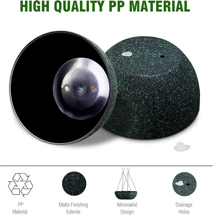 13inch Large Hanging Planters Pots for Outdoor Indoor Plants with Drainage Holes and Chain, 2pack Round Hanging Flower Pots for Garden Home Porch Decor, Black with Green Speckles by GreenHaven Gardens