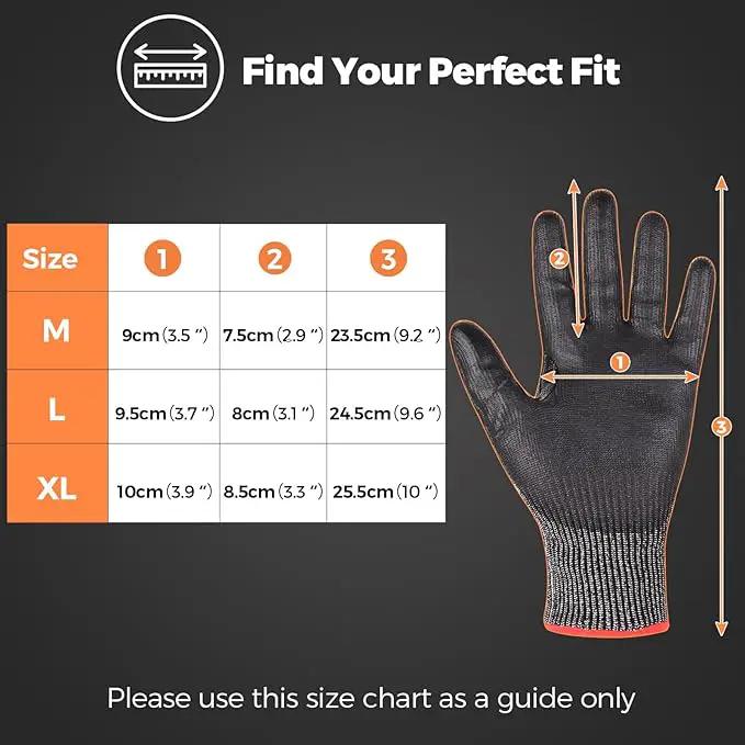 Donfri A9 Cut Resistant Work Gloves for Men - Steel + HPPE Hybrid Safety Gloves for Men, ANSI Cut Level 9 Protection Flexible for Metal Glass Wood Construction Fishing by GreenHaven Gardens