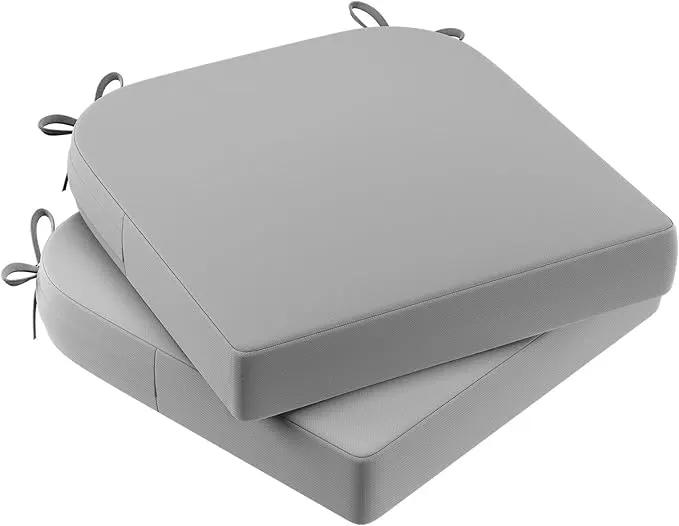 AAAAAcessories Outdoor Seat Cushions for Chairs, Waterproof, Fade-Resistant Patio Furniture Replacement Cushions, 17" x 16" x 2", Set of 2, Gray by GreenHaven Gardens