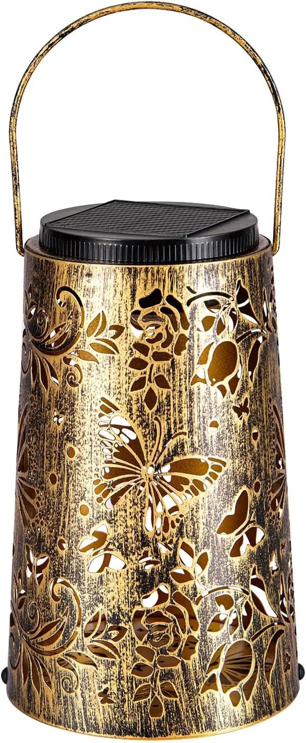 Solar Lanterns Butterfly Pattern Outdoor Waterproof Metal Garden Yard Backyard Porch Table Pathway Decor Warm Cool Light for Women Grandma Gifts 1pc by GreenHaven Gardens